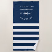 Navy & White Personalized Bachelorette Weekend Strandlaken (Voorkant)