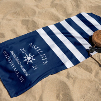 Navy & White Personalized Bachelorette Weekend Strandlaken