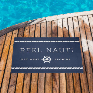 Navy & White Personalized Boat Name Deurmat