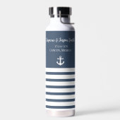 Navy White Personalized Destination Wedding Favor Waterfles (Links)