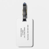 Navy White Polka Dot Coral Quatrefoil Monogram Bagagelabel (Achterkant verticaal)