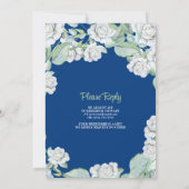 Navy White Roses 80e verjaardagsuitnodiging Kaart (Achterkant)