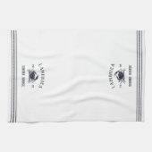 Navy & White Rustic Crab Personalized Shore House Theedoek (Horizontaal)