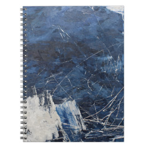 Navy White Scratch Textuur Abstract Notitieboek