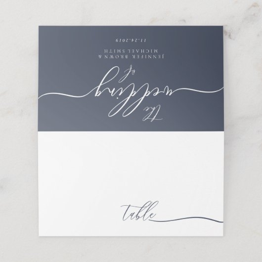 Navy White Script Lettertypetabel (Buitenkant ongevouwen)