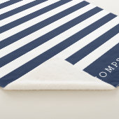 Navy & White Stripe gepersonaliseerd Sherpa Deken (3/4)