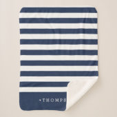 Navy & White Stripe gepersonaliseerd Sherpa Deken (Voorkant)