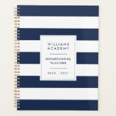 Navy & White Stripe Gepersonaliseerde Homeschool Planner (Voorkant)