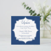 Navy White uitgesteld bruiloft update aankondiging (Staand voorkant)