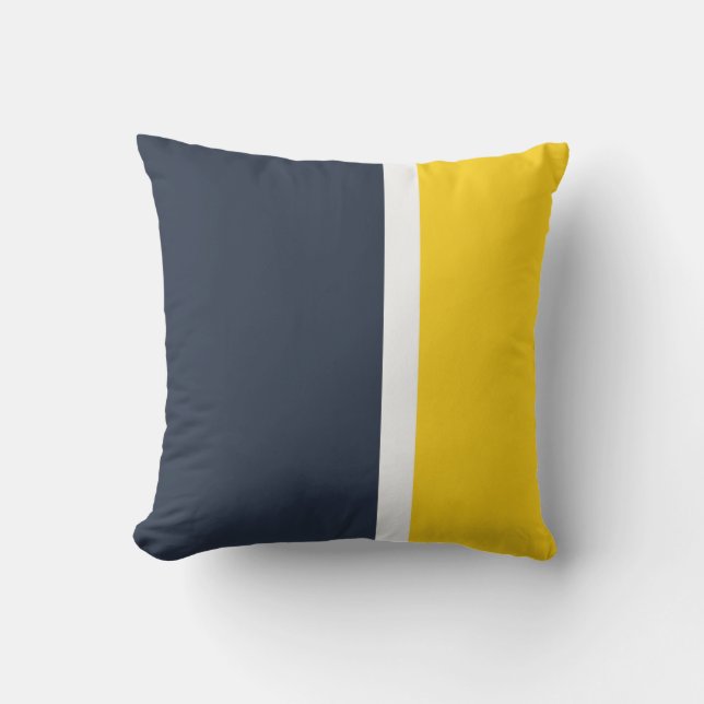 Navy White & Yellow Color Block Sierkussen (Voorkant)