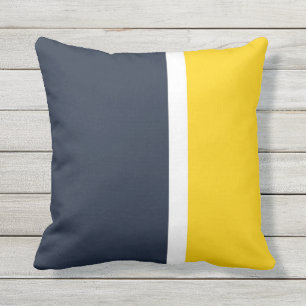 Navy White & Yellow Color Block Sierkussen