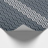 Navy White Zigzag Cadeaupapier (Hoek)