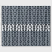 Navy White Zigzag Cadeaupapier (Vlak)