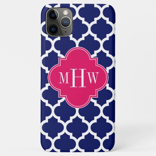 Navy WhMoroccan #5 Raspberry 3 Initiaal monogram Case-Mate iPhone Case (Achterkant)