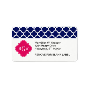 Navy WhMoroccan #5 Raspberry 3 Initiaal monogram Etiket