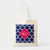 Navy WhMoroccan #5 Raspberry 3 Initiaal monogram Tote Bag (Voorkant)