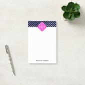 Navy Wht Polka Dot Hot Pink Quatrefoil 3 Monogram Post-it® Notes (Kantoor)