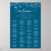 Navy Wildflower Alfabetische Zitting Grafiek Poster (Voorkant)
