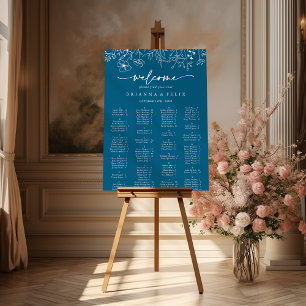 Navy Wildflower Alfabetische Zitting Grafiek Poster