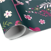 Navy Wildflower Elegance Cadeaupapier (Rol Hoek)