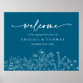 Navy Wildflower Engagement Party Welkom Poster (Voorkant)