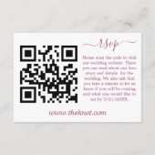 Navy Wine Floral Wedding QR Code Response Kaart (Achterkant)