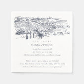 Navy Winery Mountain Sketch Wedding Fun Facts Servet (Voorkant)