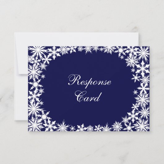 Navy Winter Lace RSVP Kaartje (Voorkant)