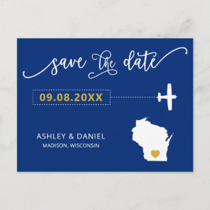 Navy Wisconsin Save the Date Map Briefkaart
