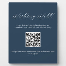 Navy Wishing Well Sign met QR Code Plaque