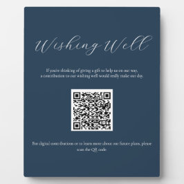 Navy Wishing Well Sign met QR Code Plaque Fotoplaat