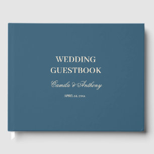 Navy Wit Bruiloft Gastenboek