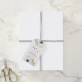 Navy Witte Gouden Bloem Bruiloft Cadeaulabel (Met Touw)