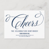 Navy & Witte Meneer & Mevrouw Elegant Script Ontva Informatiekaartje (Voorkant)