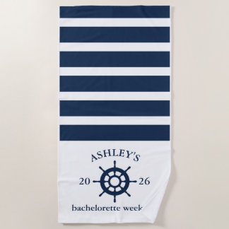 Navy & Witte Persoonlijke Bachelorette-weekend Strandlaken