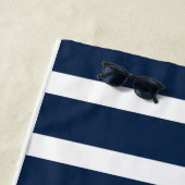 Navy & Witte Persoonlijke Bachelorette-weekend Strandlaken (In situ)