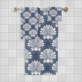 Navy & Witte Schelp Bad Handdoek