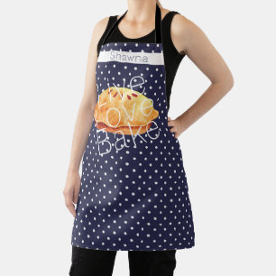 Navy Witte Stippen Live Love Bake Persoonlijk Schort