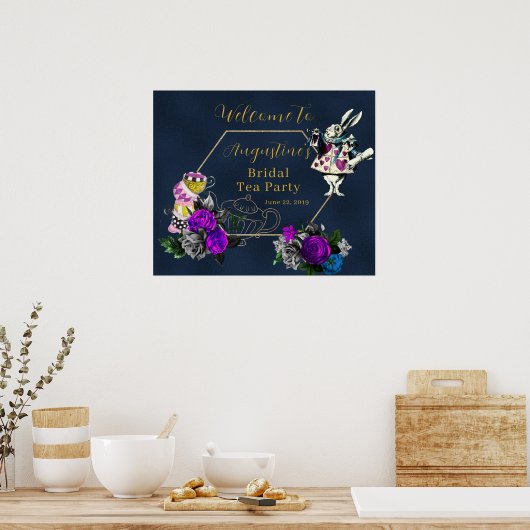 Navy Wonderland Bridal Tea Welcome Poster (Keuken)