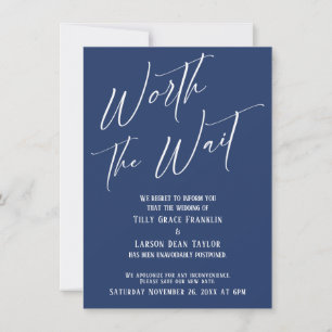 Navy Worth the Wait Uitgestelde bruiloft Kaart