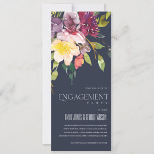 NAVY YELLOW BLUSH BURGUNDY FLORAL VERLOVING KAART