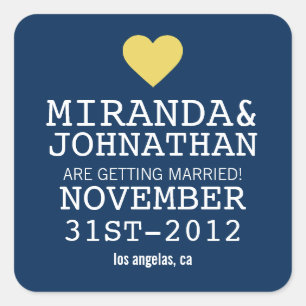 Navy & Yellow Bold Heart Enregistrer Les Stickers 