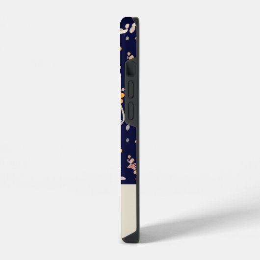 Navy Yellow Gepersonaliseerde Wildflower iPhone Hoesje (Linkerkant)