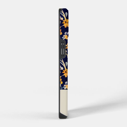 Navy Yellow Gepersonaliseerde Wildflower iPhone Hoesje (Rechterkant)