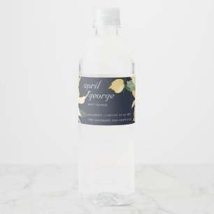 NAVY YELLOW GREEN FLORAL WATECOLOR BABY SHOWER WATERFLES ETIKET