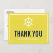 Navy & Yellow Nautical Wedding Dank u Briefkaart (Voorkant / Achterkant)