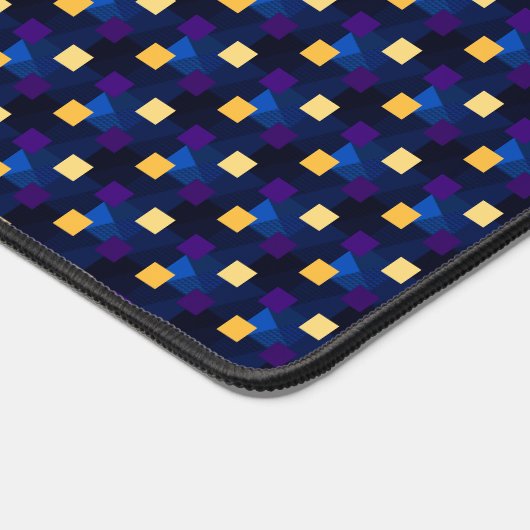 Navy Yellow Pixels Cool Checkered Pattern Abstract Bureaumat (Hoek)