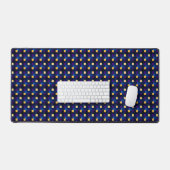 Navy Yellow Pixels Cool Checkered Pattern Abstract Bureaumat (Keyboard & Muis)
