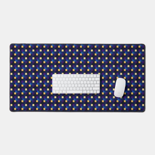 Navy Yellow Pixels Cool Checkered Pattern Abstract Bureaumat (Keyboard & Muis)
