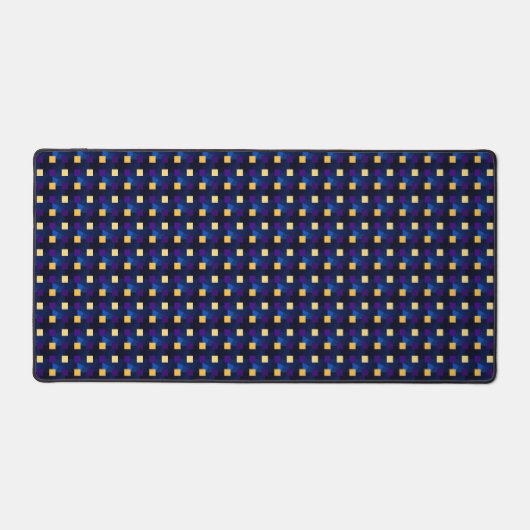 Navy Yellow Pixels Cool Checkered Pattern Abstract Bureaumat (Voorkant)